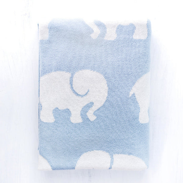 Elephant Blue Baby Blanket