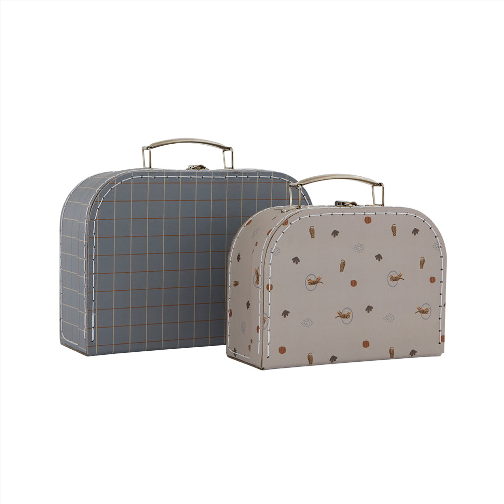 Mini Suitcases Elephant & Stripe - Set of 2 - Pale Blue –
